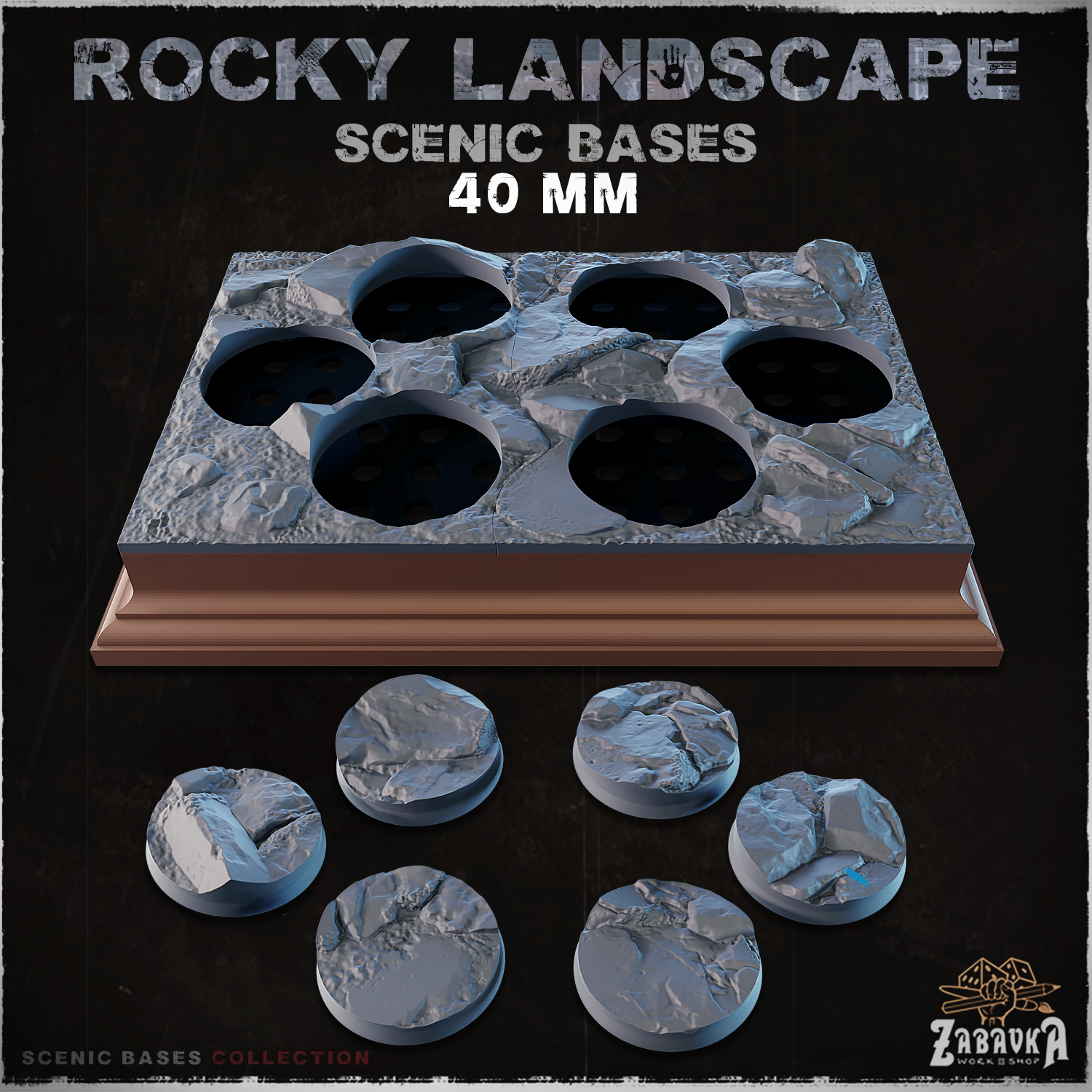 Rocky Landscape - Scenic Bases (40mm Bases)